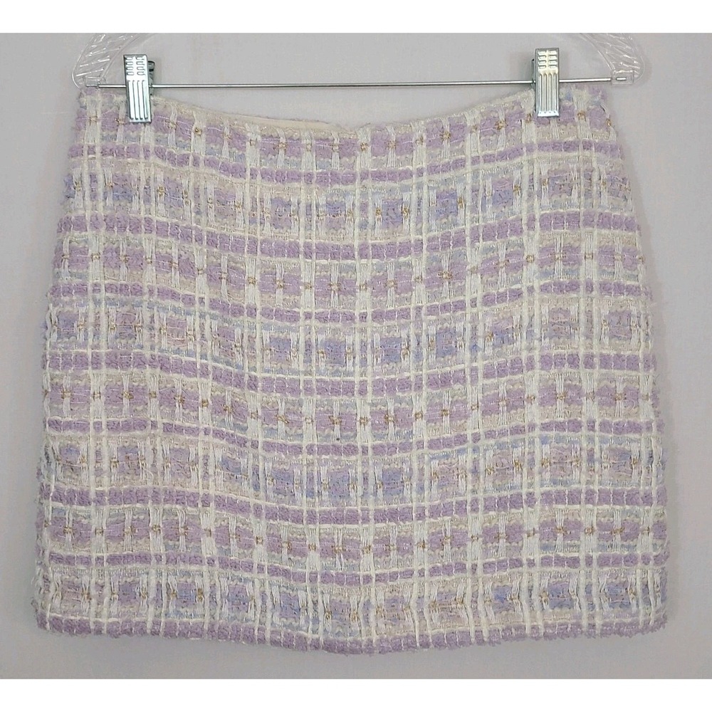 House Of Harlow 1960 Mini Skirt Sz. 10 Lavender Tweed Old Money Quiet Lux